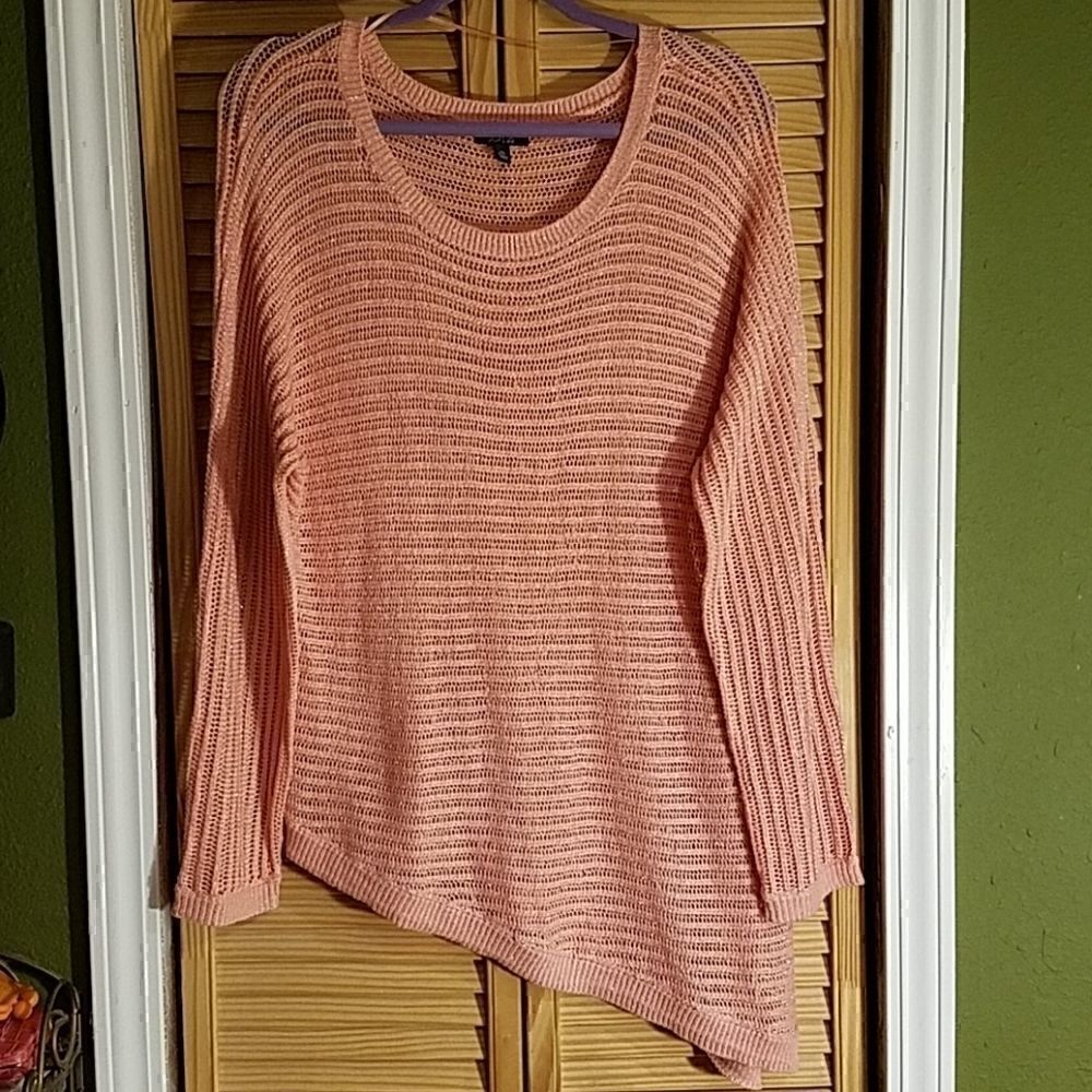 Apt9 Sparkly Pink XL Asymmetrical Sweater